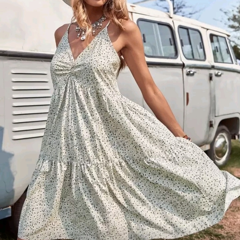 Elegant Cream Floral Dress
